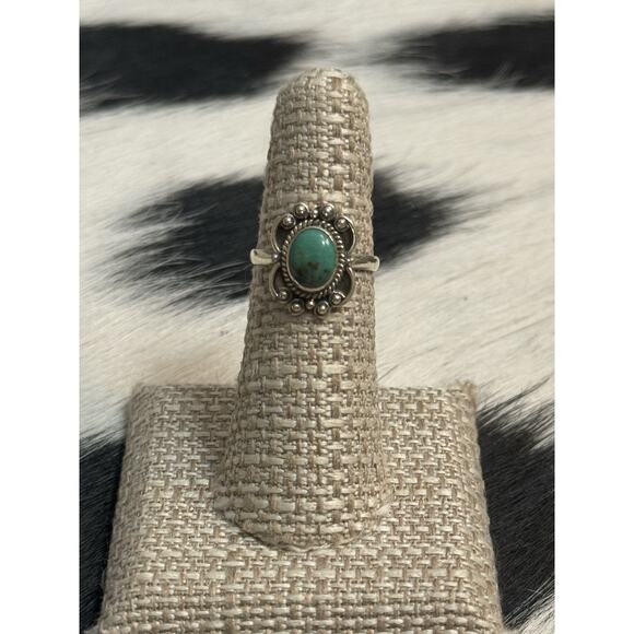 Native American Southwest Sterling Silver Turquoise Ring Single Stone Stacker - Picture 2 of 10